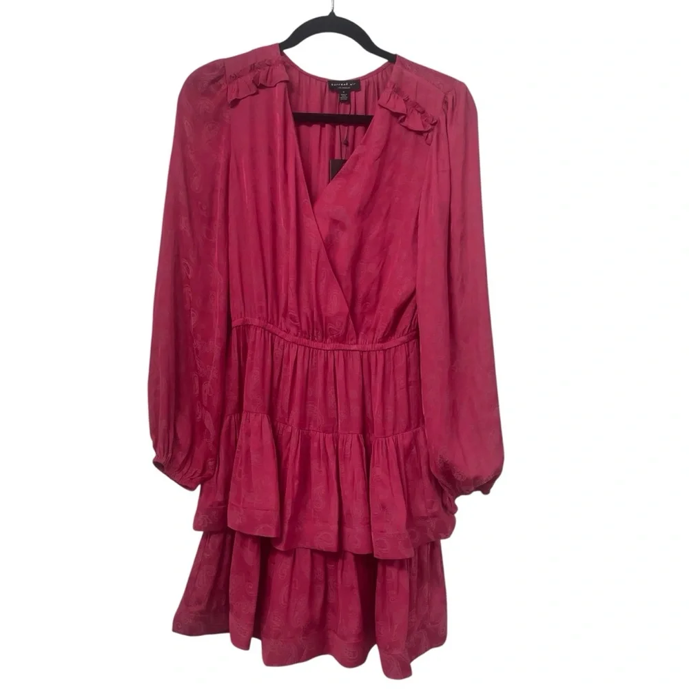 Current Air Fuchsia Long Sleeve V-Neck Dress NEW Size Small